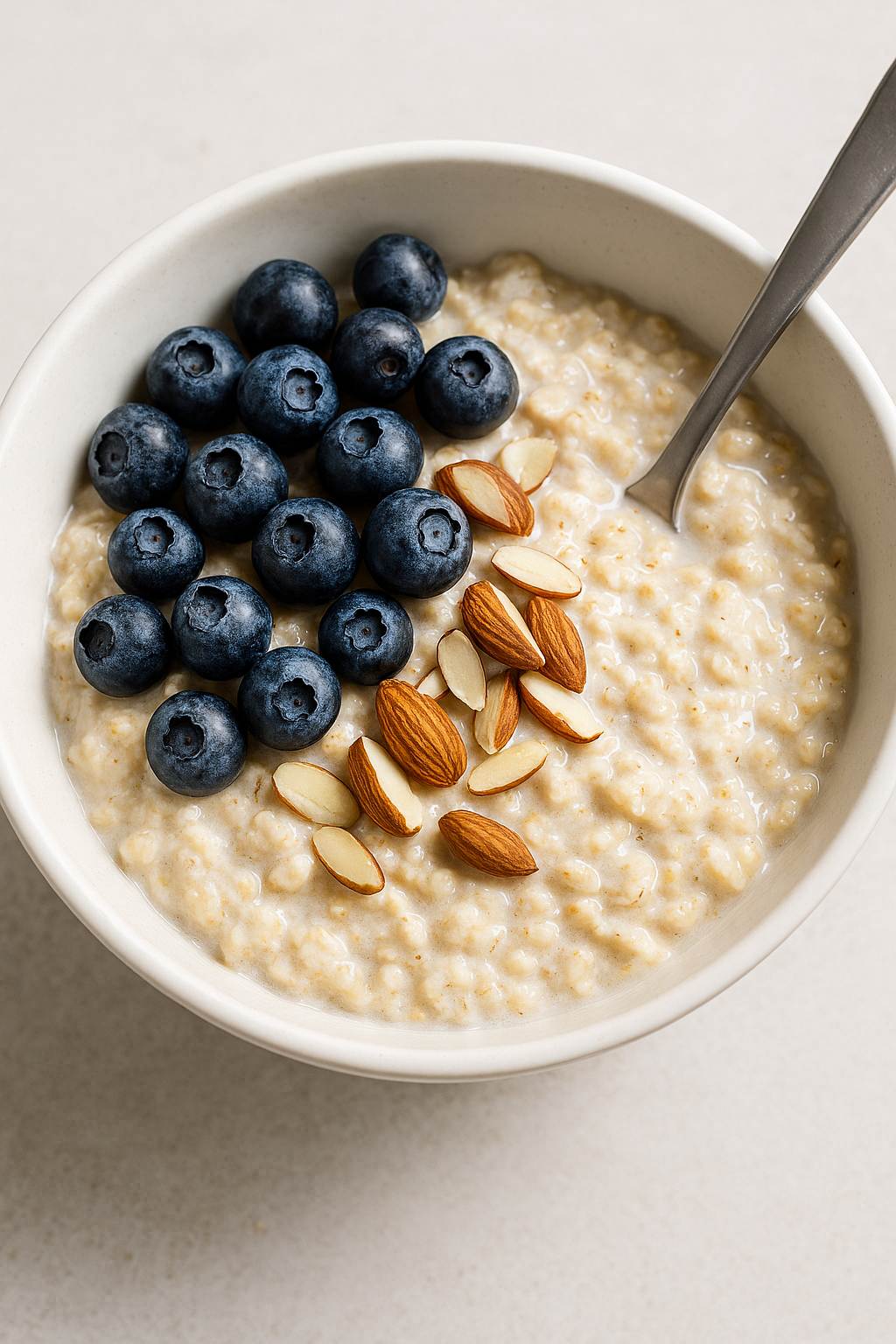 Overnight oats with blueberries and almonds