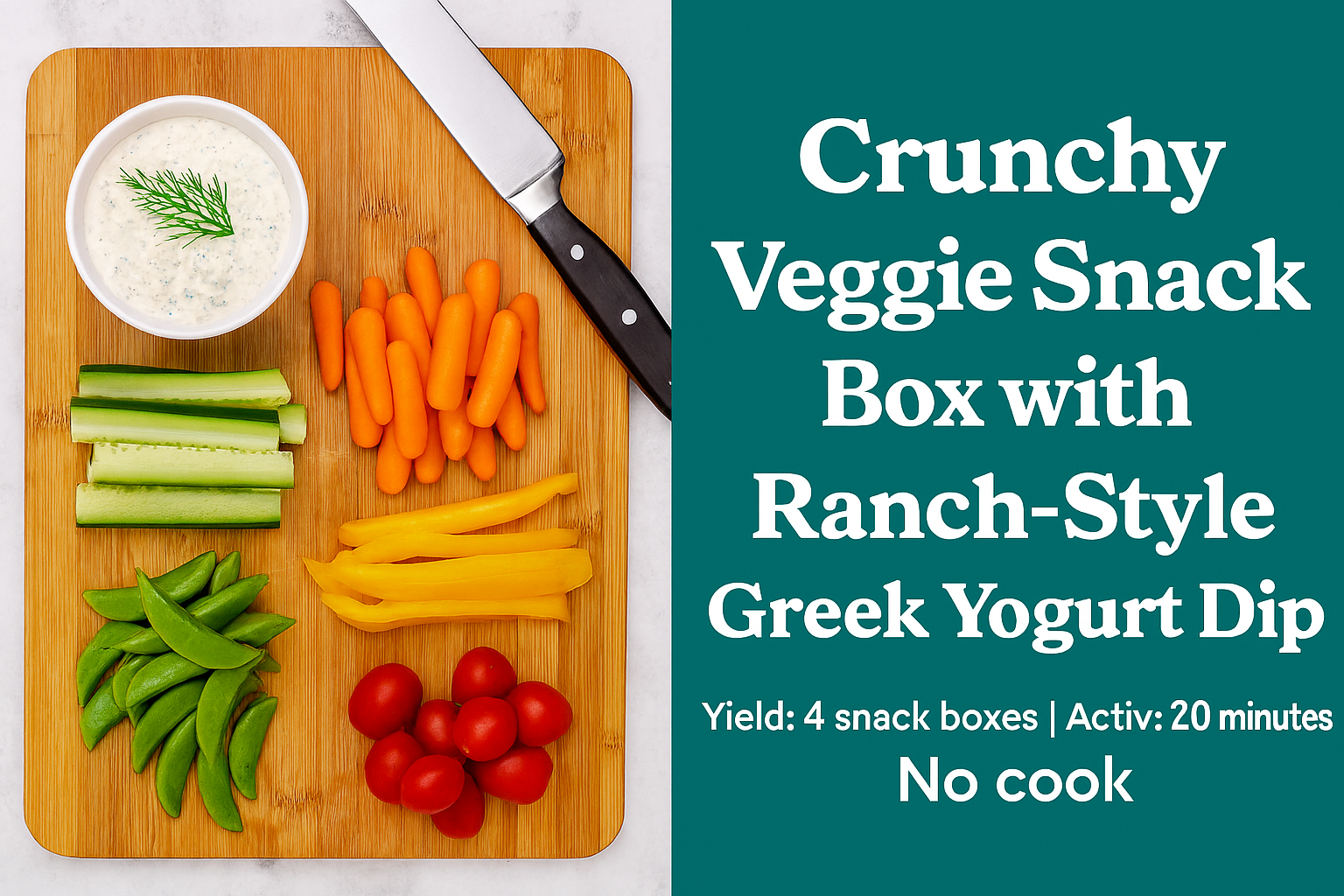 Crunchy Veggie Snack Box with Ranch-Style Greek Yogurt Dip.